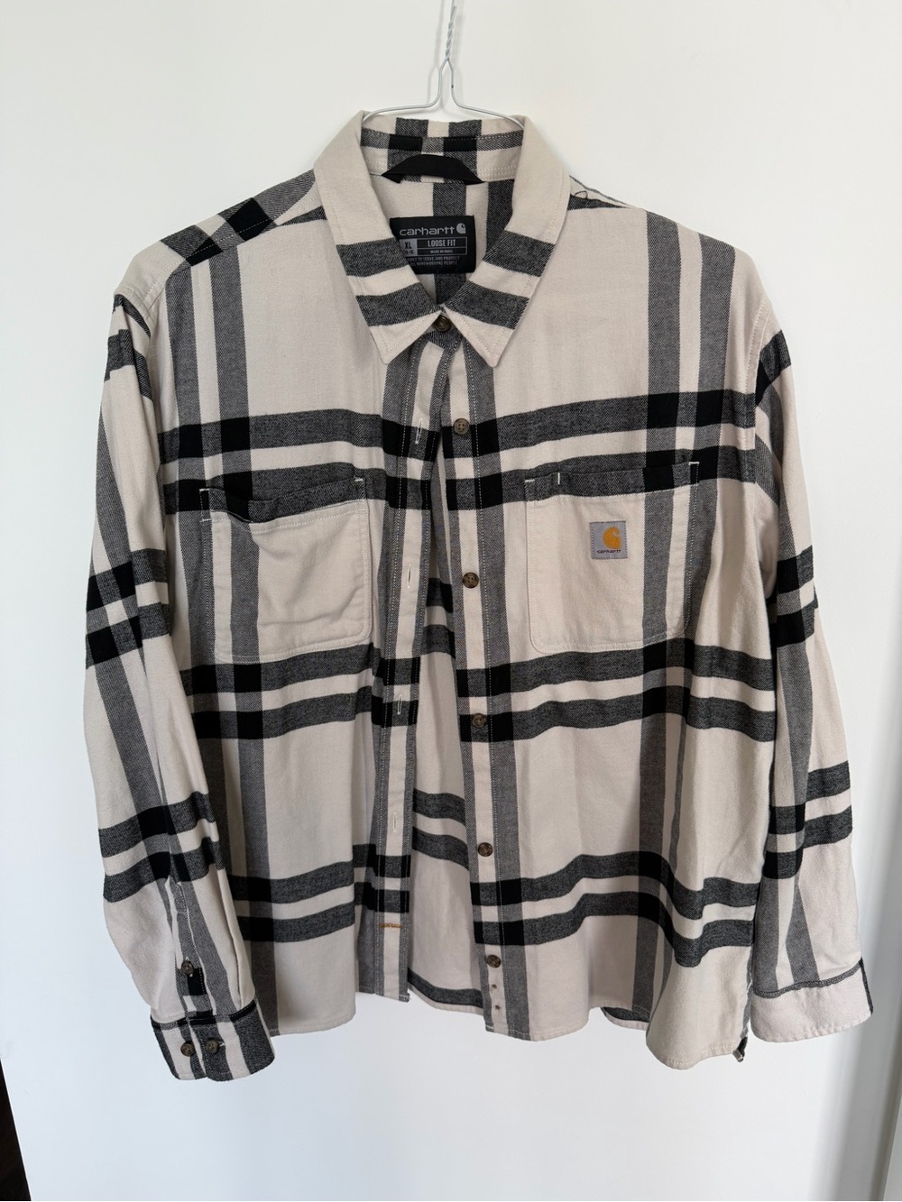 Carhartt Black & Cream Plaid Loose Fit Button-Up
